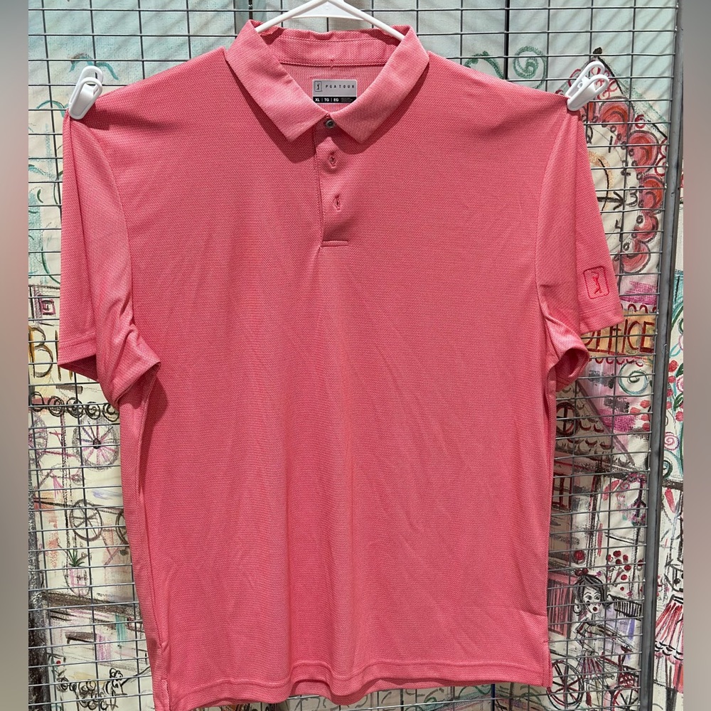 PGA Tour Shirt Men's XL Polo Golf Red and white